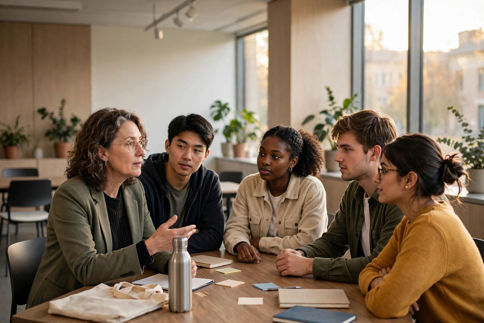 University seminar discussing workplace behaviour