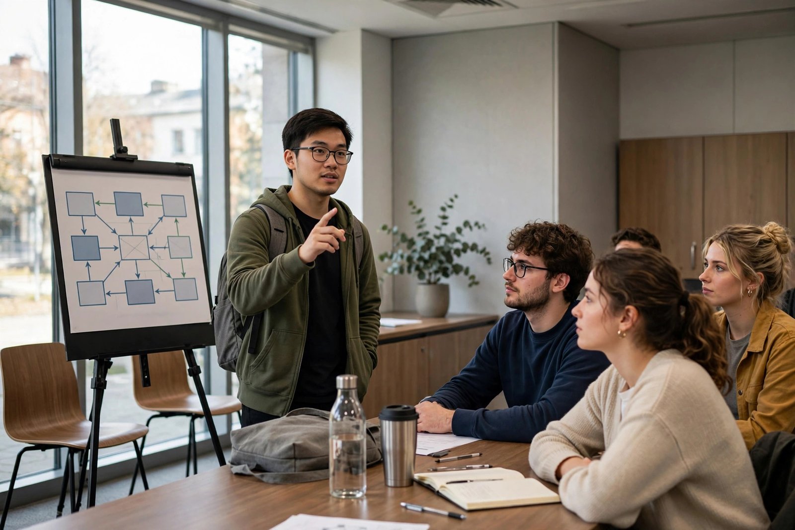 Students in a university lecture on machine learning for language