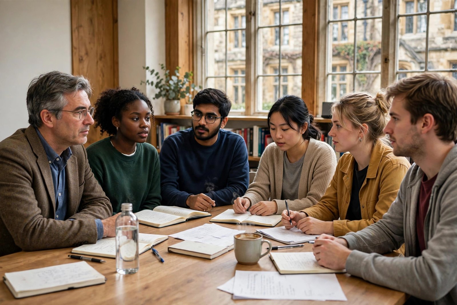 Postgraduate seminar discussion at a UK university for students seeking master's scholarships in UK