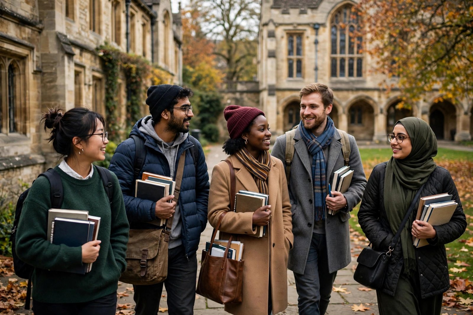 International students on a UK university campus eligible for UK government scholarships