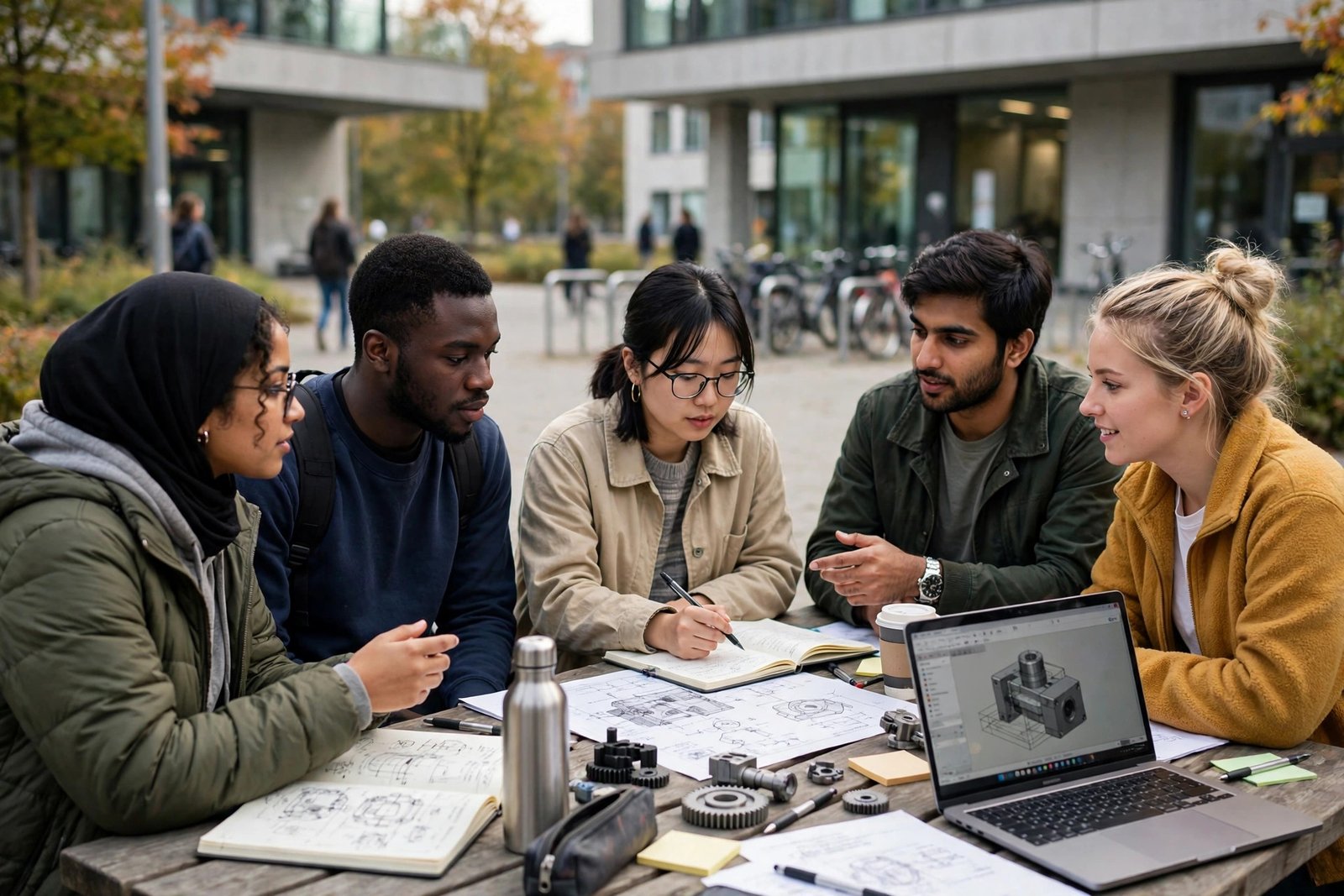 Master's students collaborating at a technical university in Munich, Germany