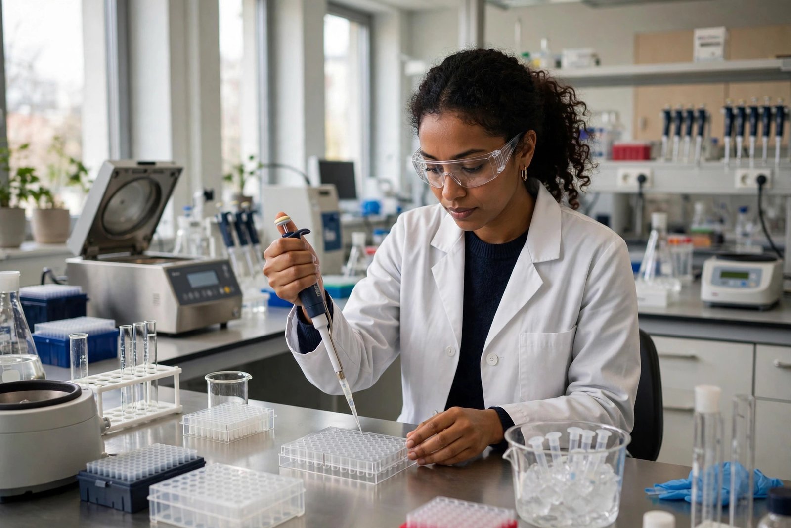 PhD researcher in a German institute laboratory working on doctoral research