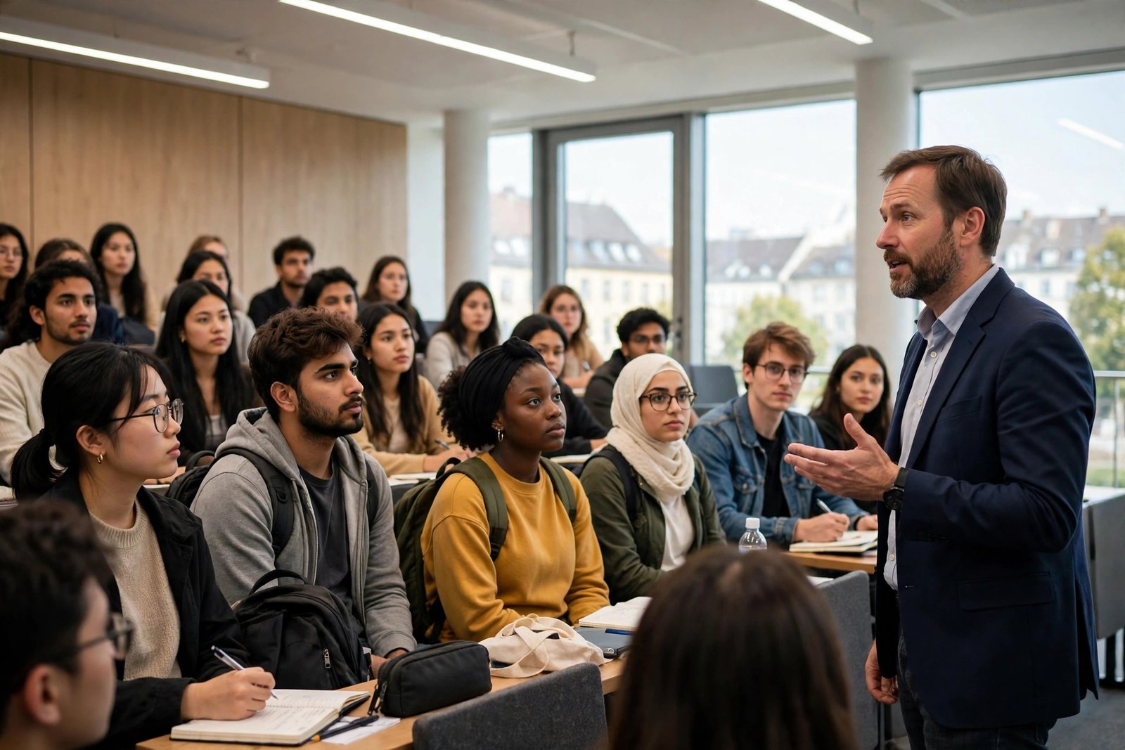 International students in an English-taught lecture in Germany without IELTS requirement