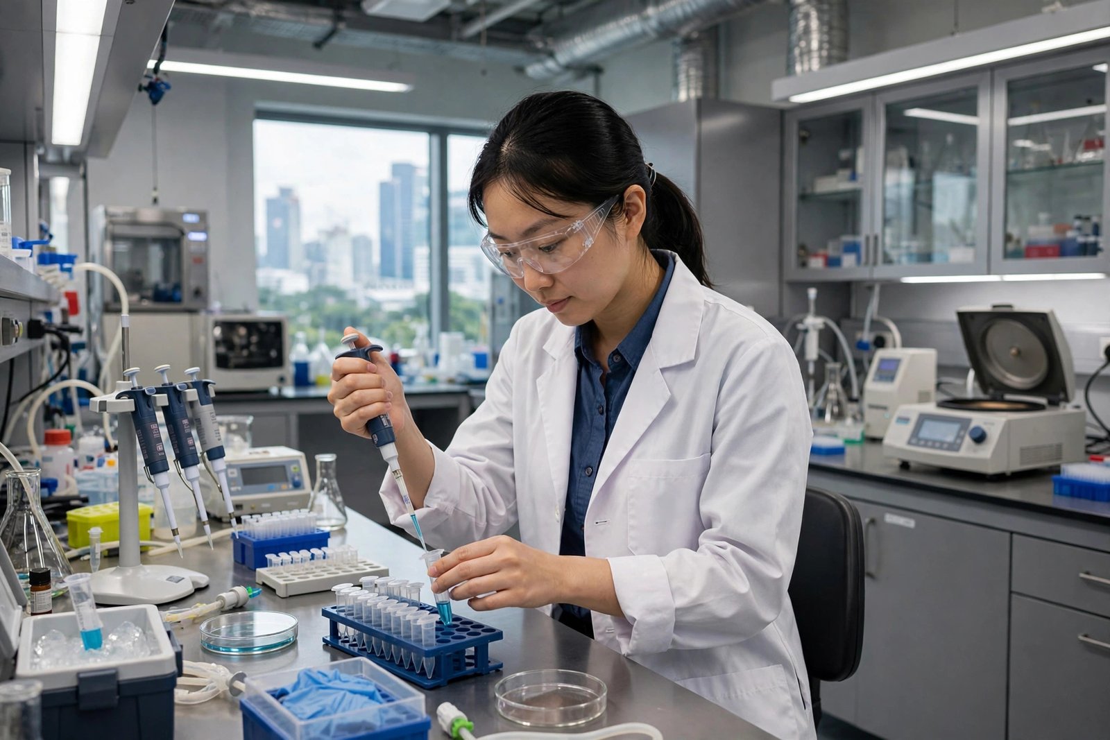 PhD researcher in a high-tech laboratory in Singapore, SINGA Singapore International Graduate Award doctoral research