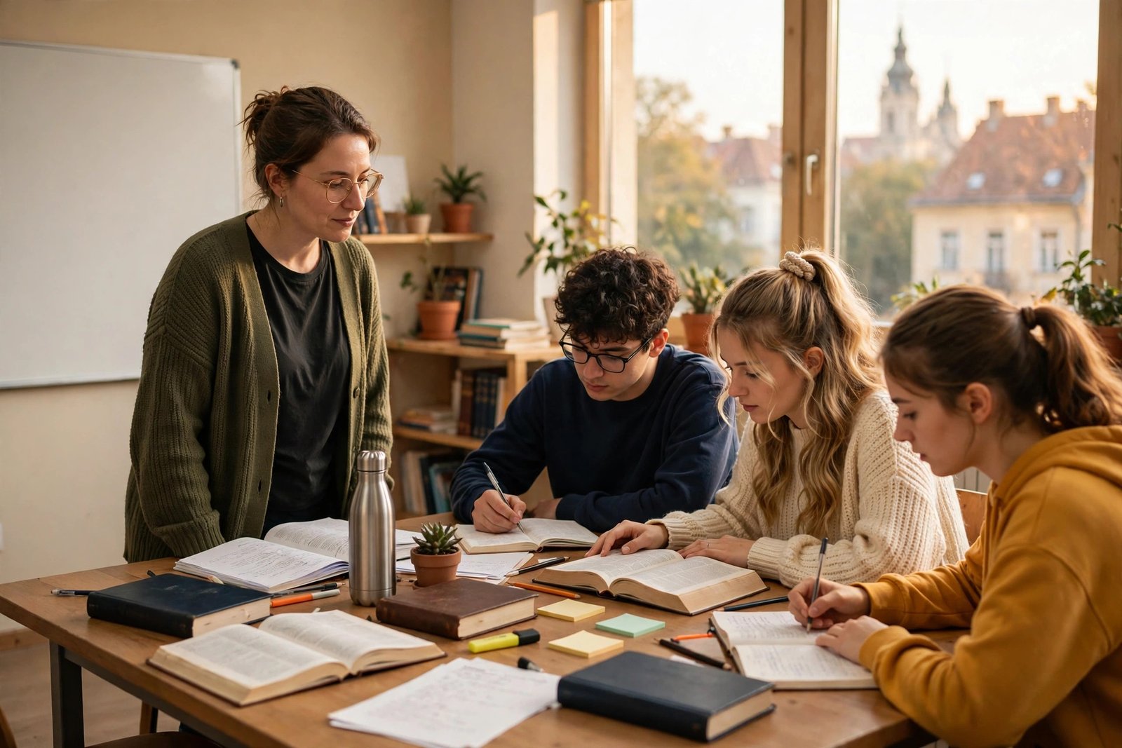 Students in a Romanian language preparatory year class for scholarships in Romania for international students