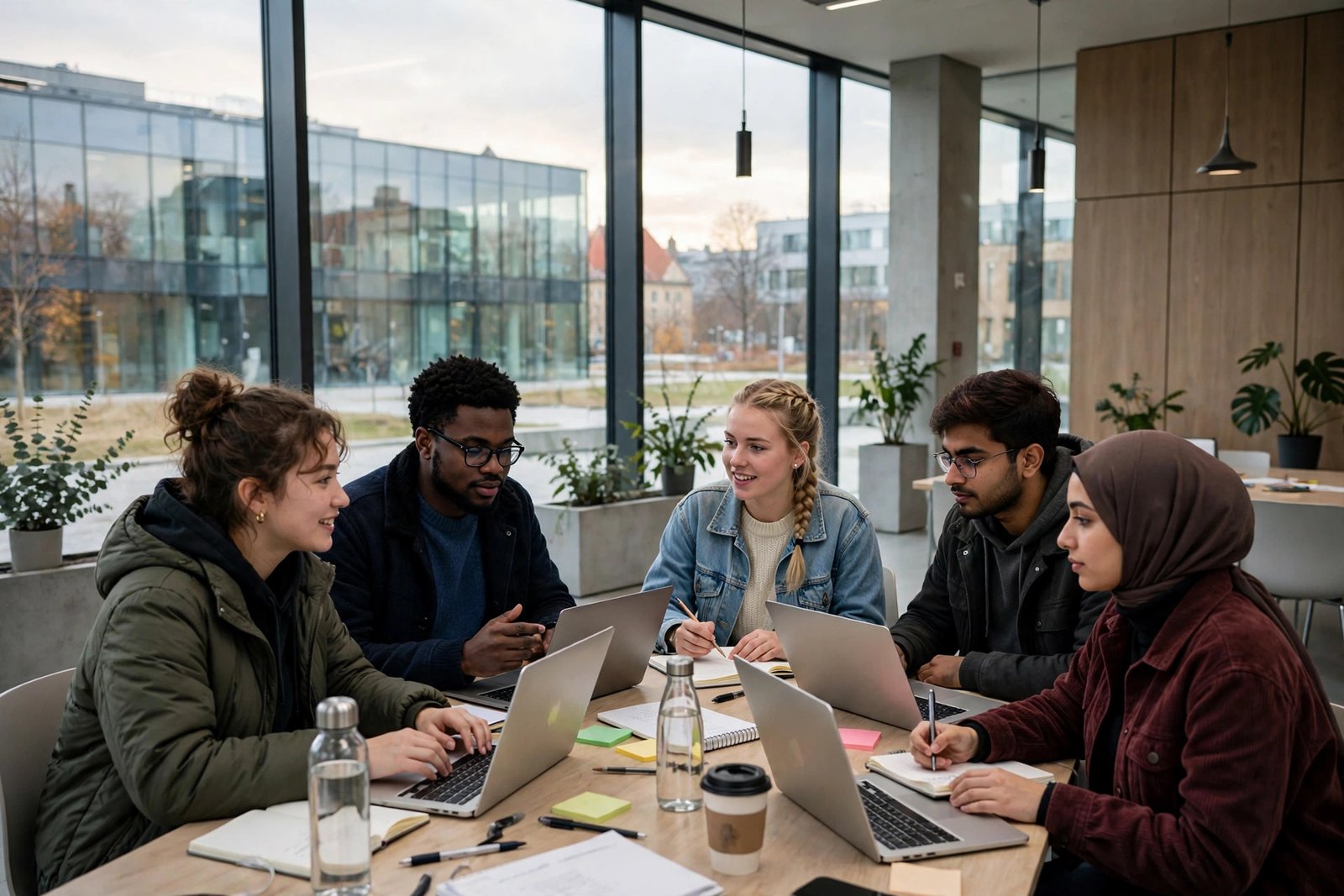 Students collaborating at a modern digital campus in Tallinn, Estonia scholarships and tuition waivers