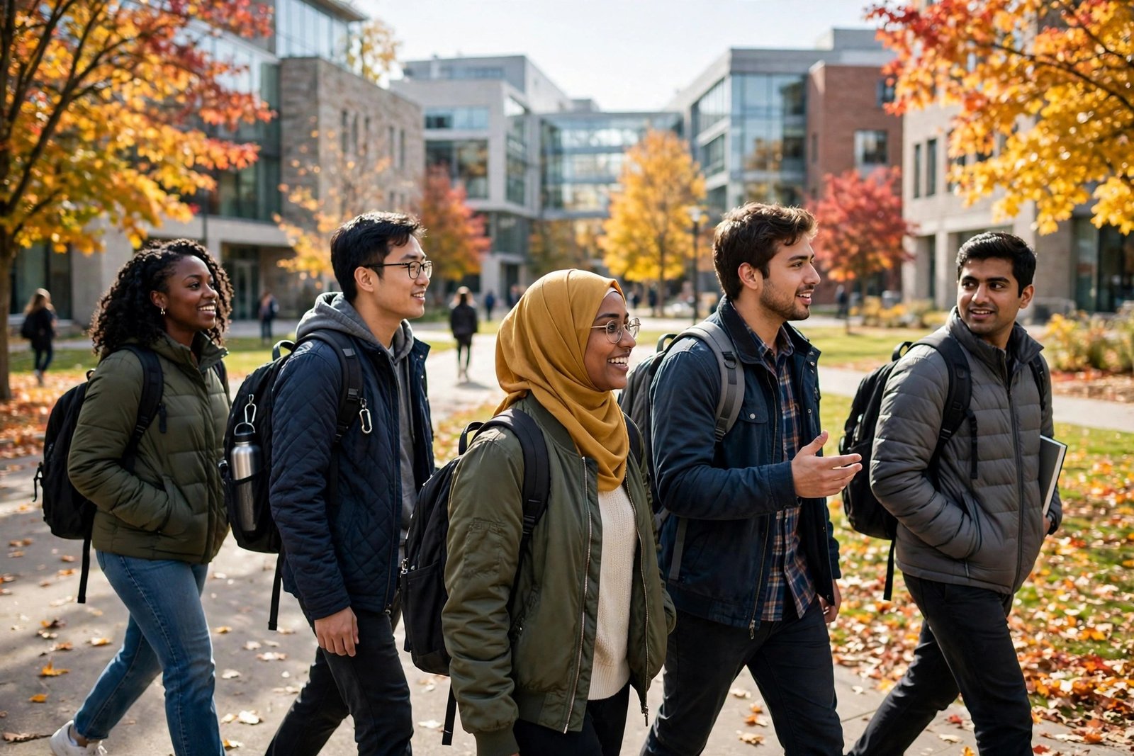 International graduate students on an American university campus, Fulbright Foreign Student Program USA