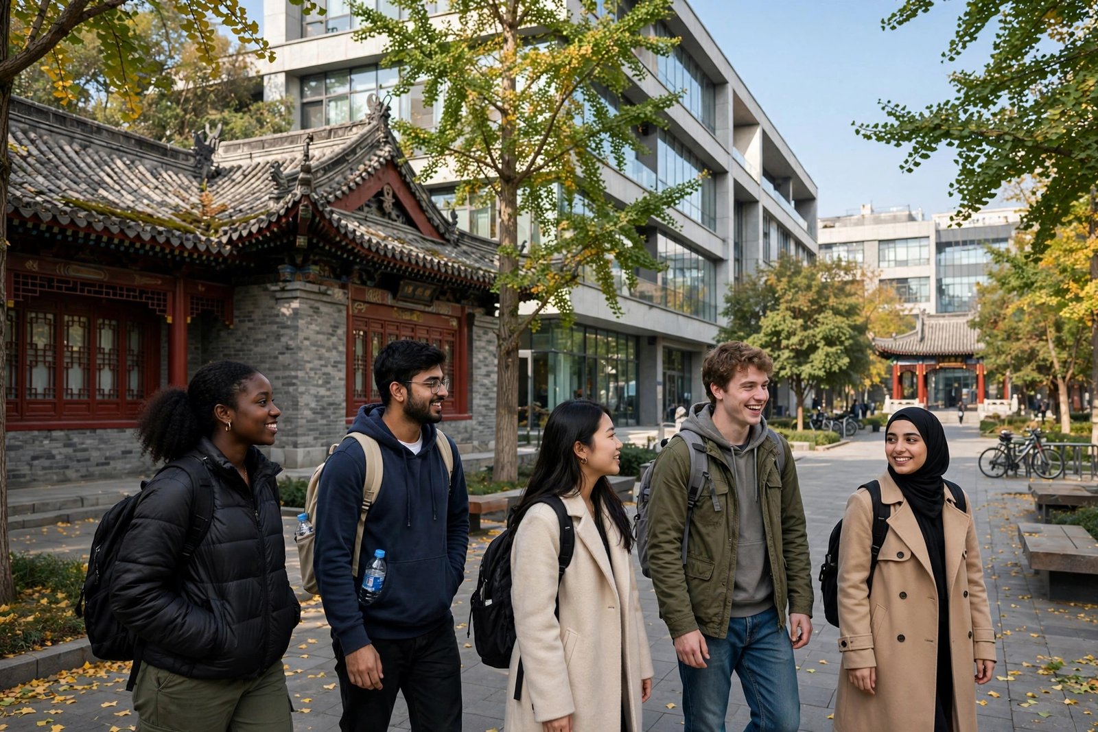 International students walking on a Beijing university campus while researching CSC Type A Bilateral Programme scholarships