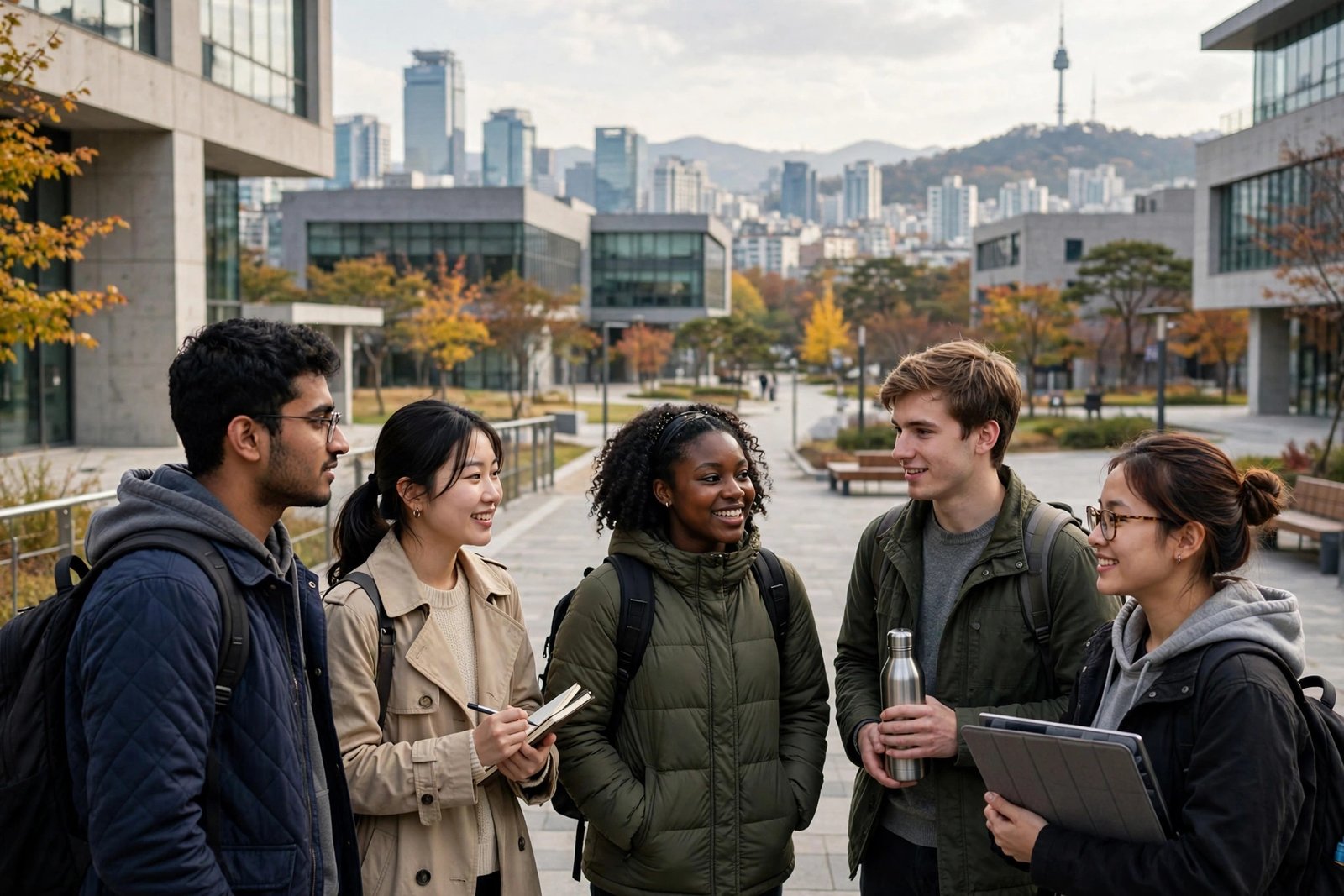 International graduate students on a university campus in Seoul, South Korea