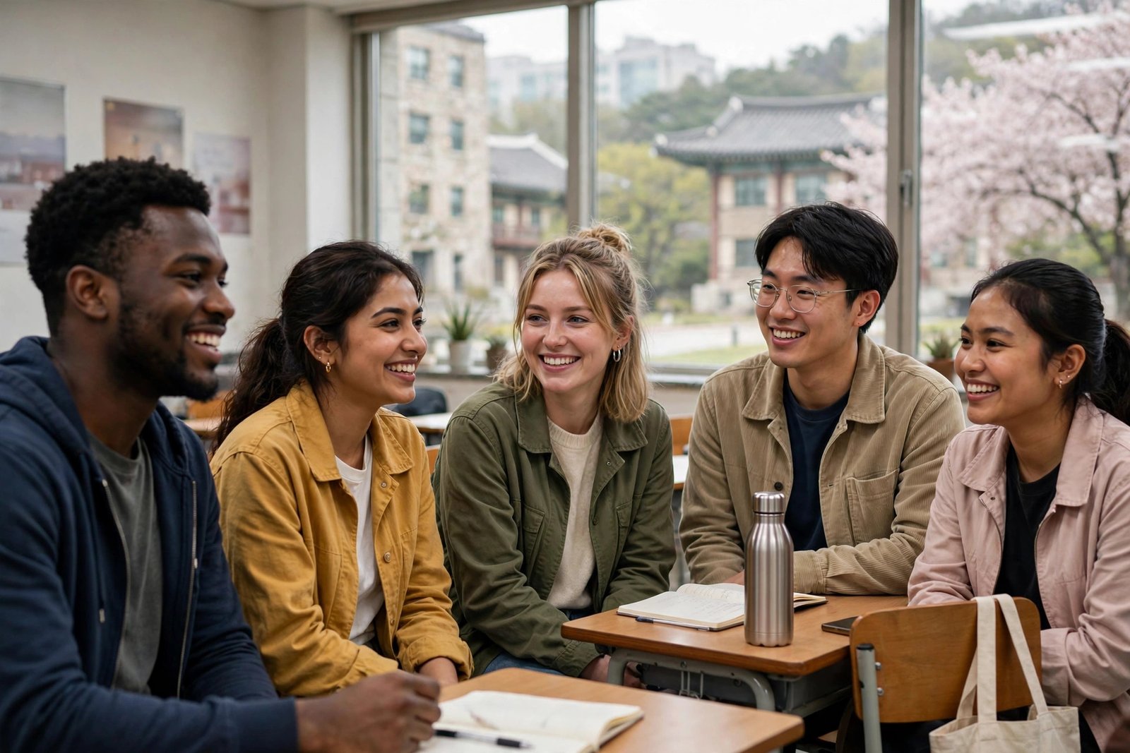 International students taking part in Korean language training and campus life in South Korea
