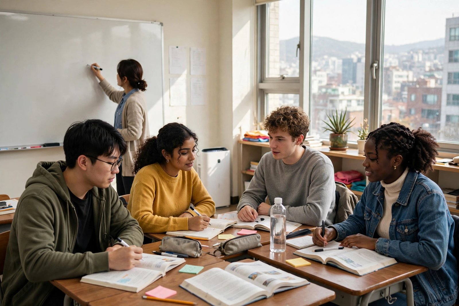 GKS undergraduate scholars in a Korean language class before starting their bachelor's degree in Korea