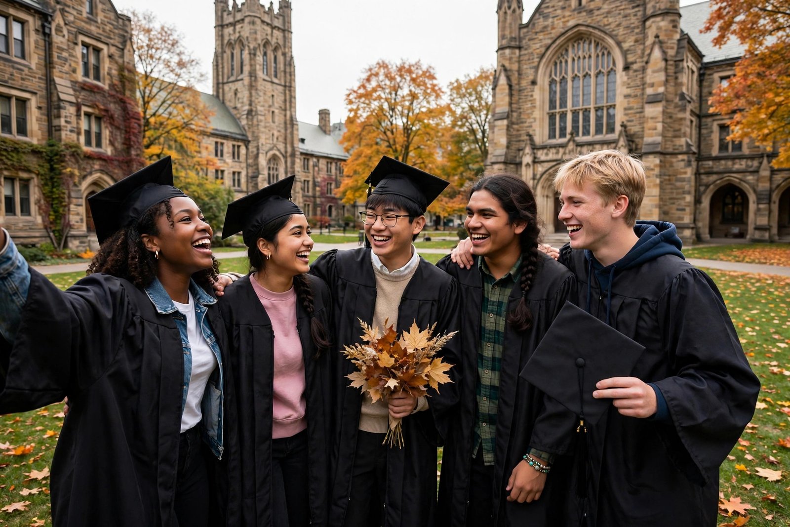 Students on the historic University of Toronto campus in Toronto, Canada