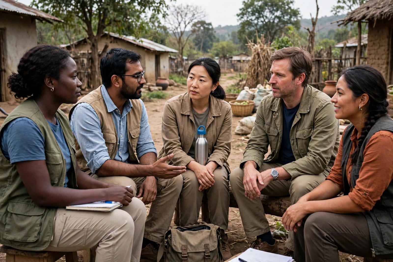 Peacebuilding professionals carrying out community fieldwork as part of a Rotary Peace Fellowship