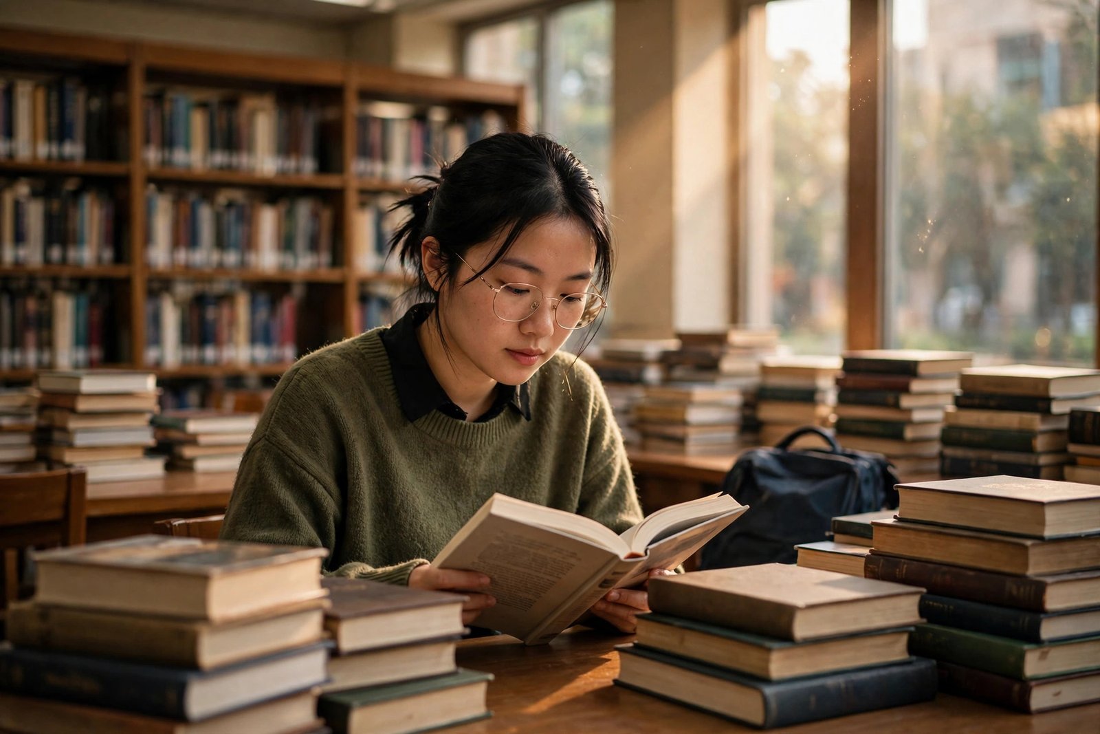 A graduate student reading in a university library in the Asia-Pacific region while preparing an ADB-JSP master's application