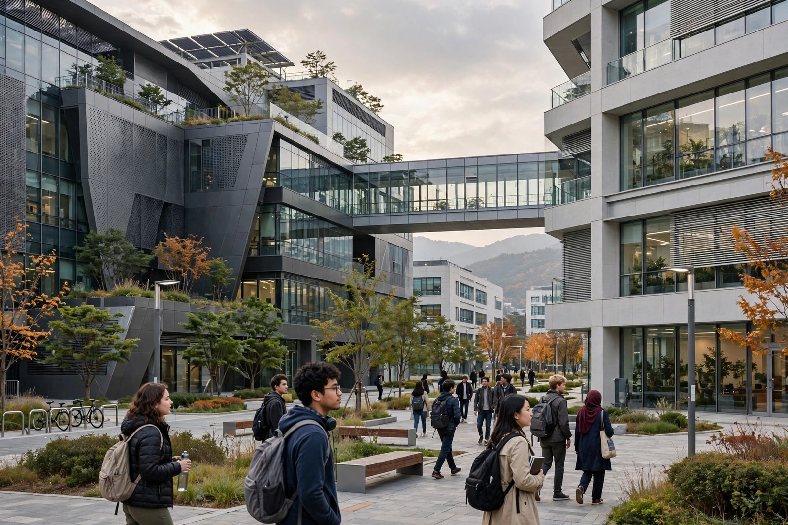International students on the KAIST campus in Daejeon, South Korea, home of the KAIST International Scholarship