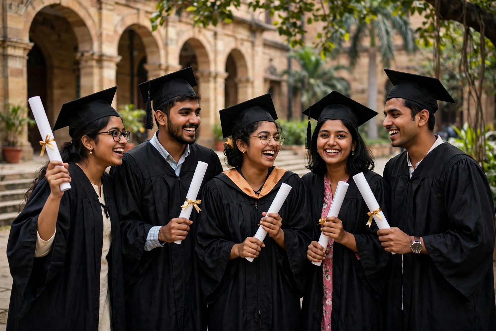 Indian graduates celebrating ahead of applying for Fulbright-Nehru Master's Fellowships in the USA