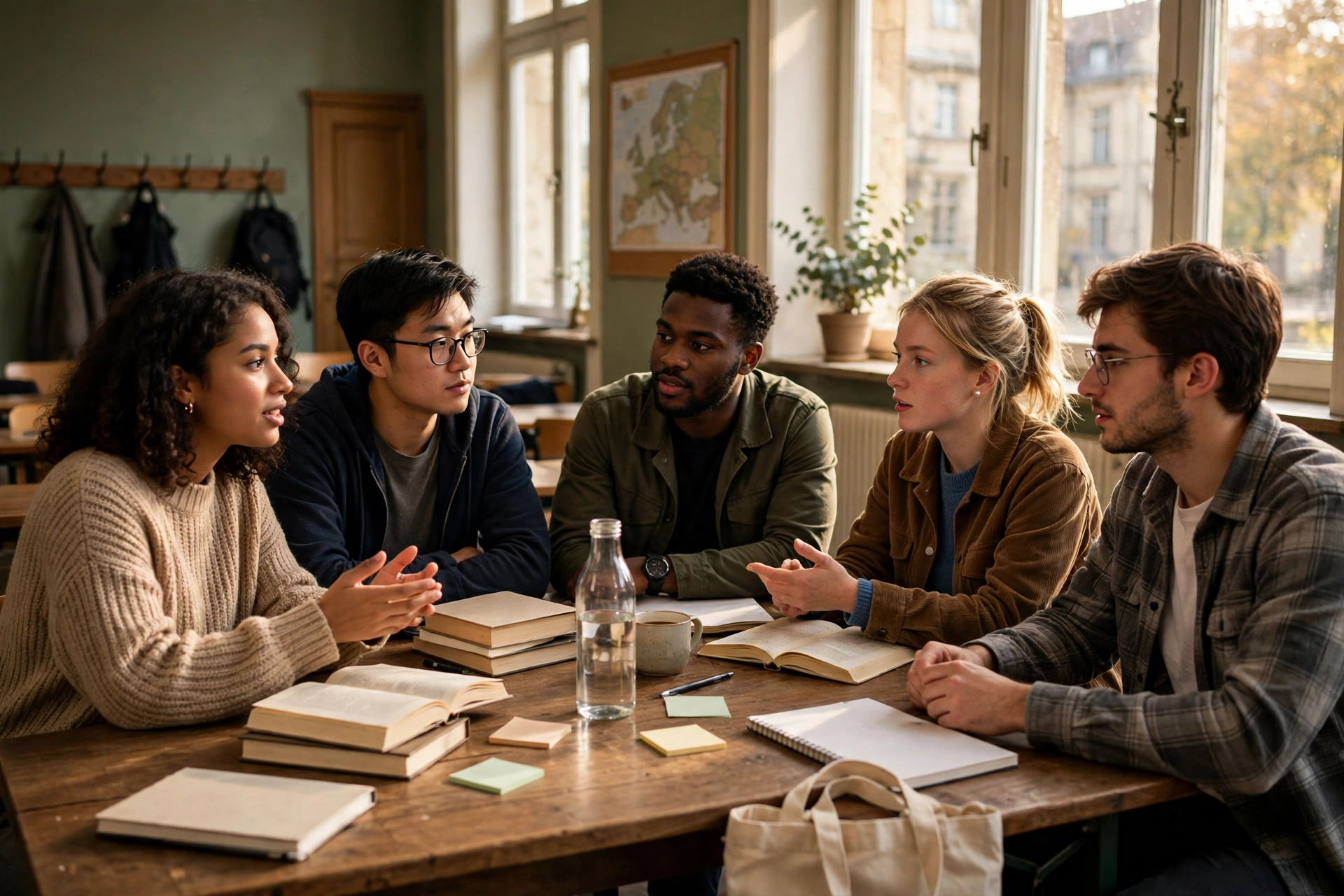 International students in a German university seminar discussing society and democracy for the Konrad-Adenauer-Stiftung Scholarship