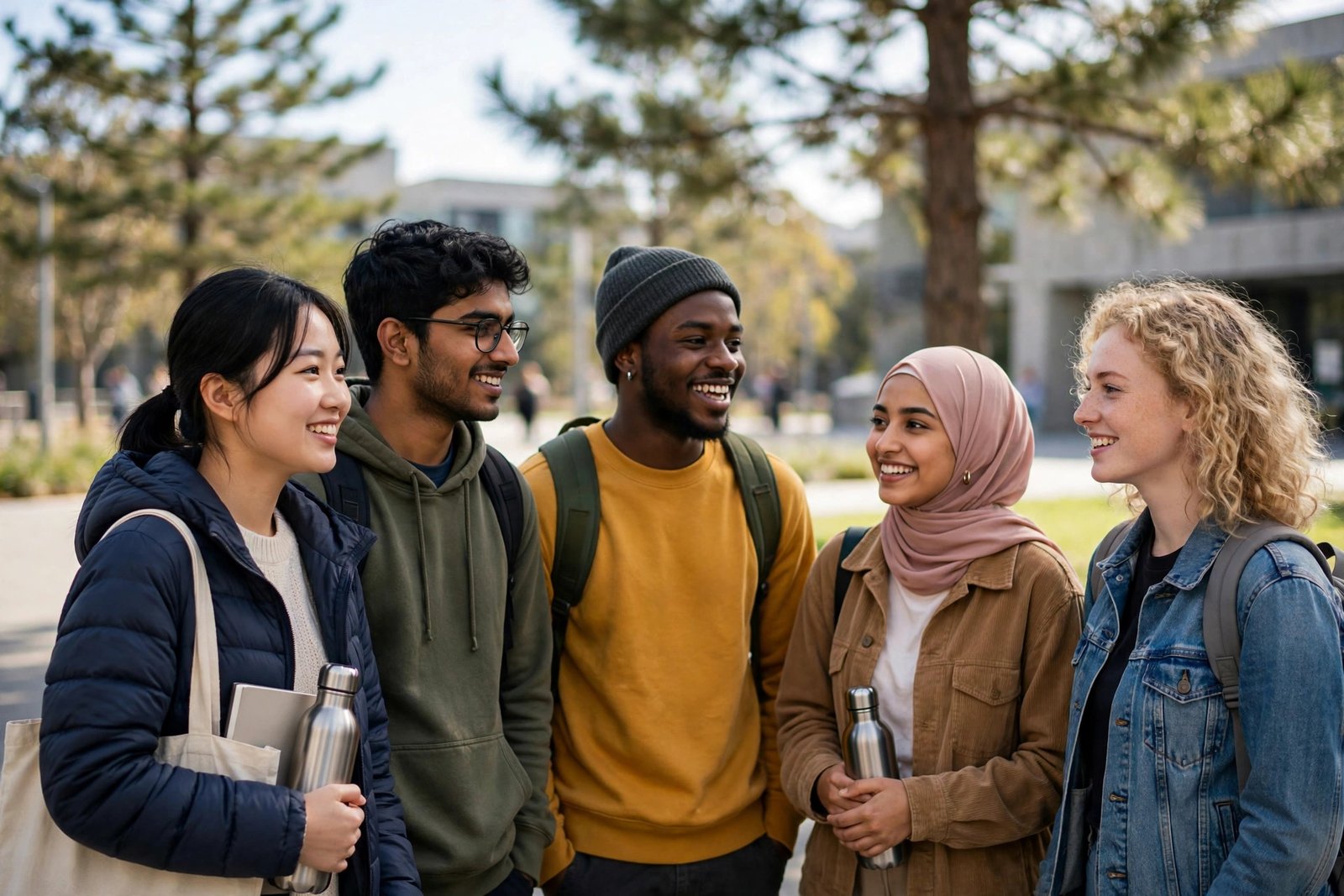 International students on a sunny Perth campus researching Curtin University scholarships for international students