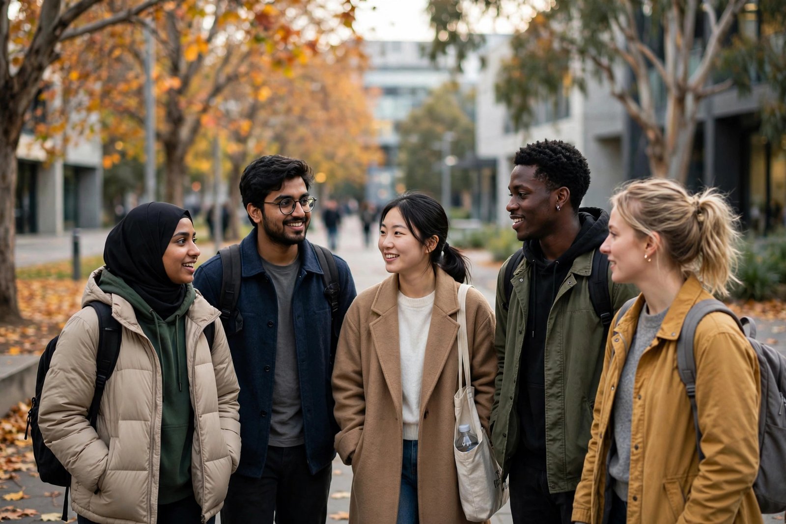 International students on a modern Melbourne campus researching Deakin University scholarships and eligibility