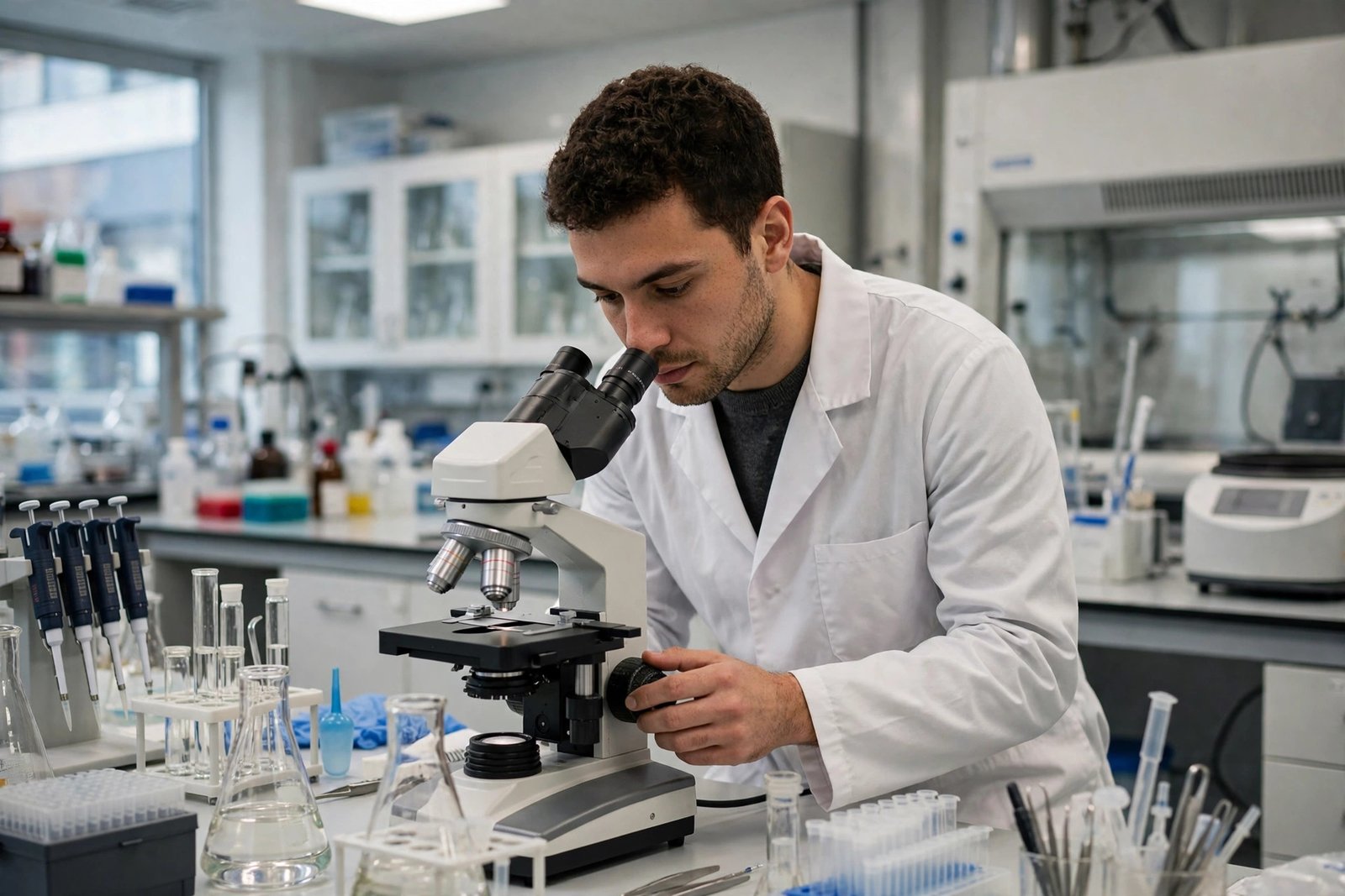 PhD researcher working in a university laboratory on a fully funded doctoral scholarship
