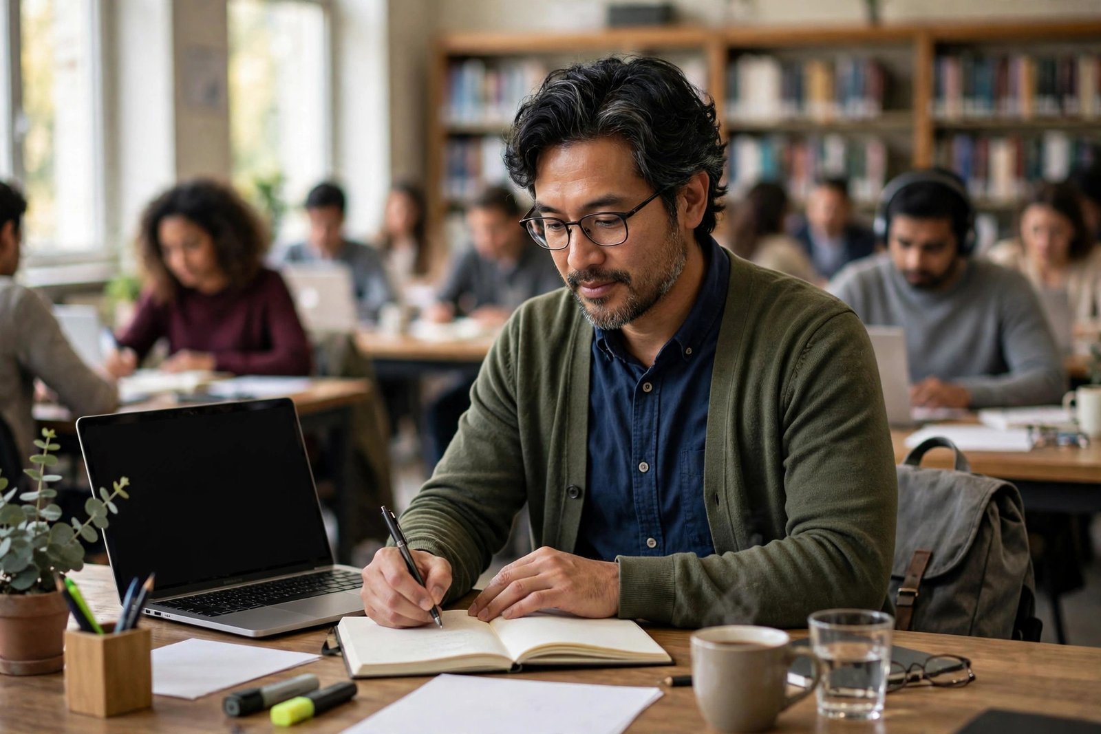 Mature international graduate student working on a fully funded scholarship application with no age limit