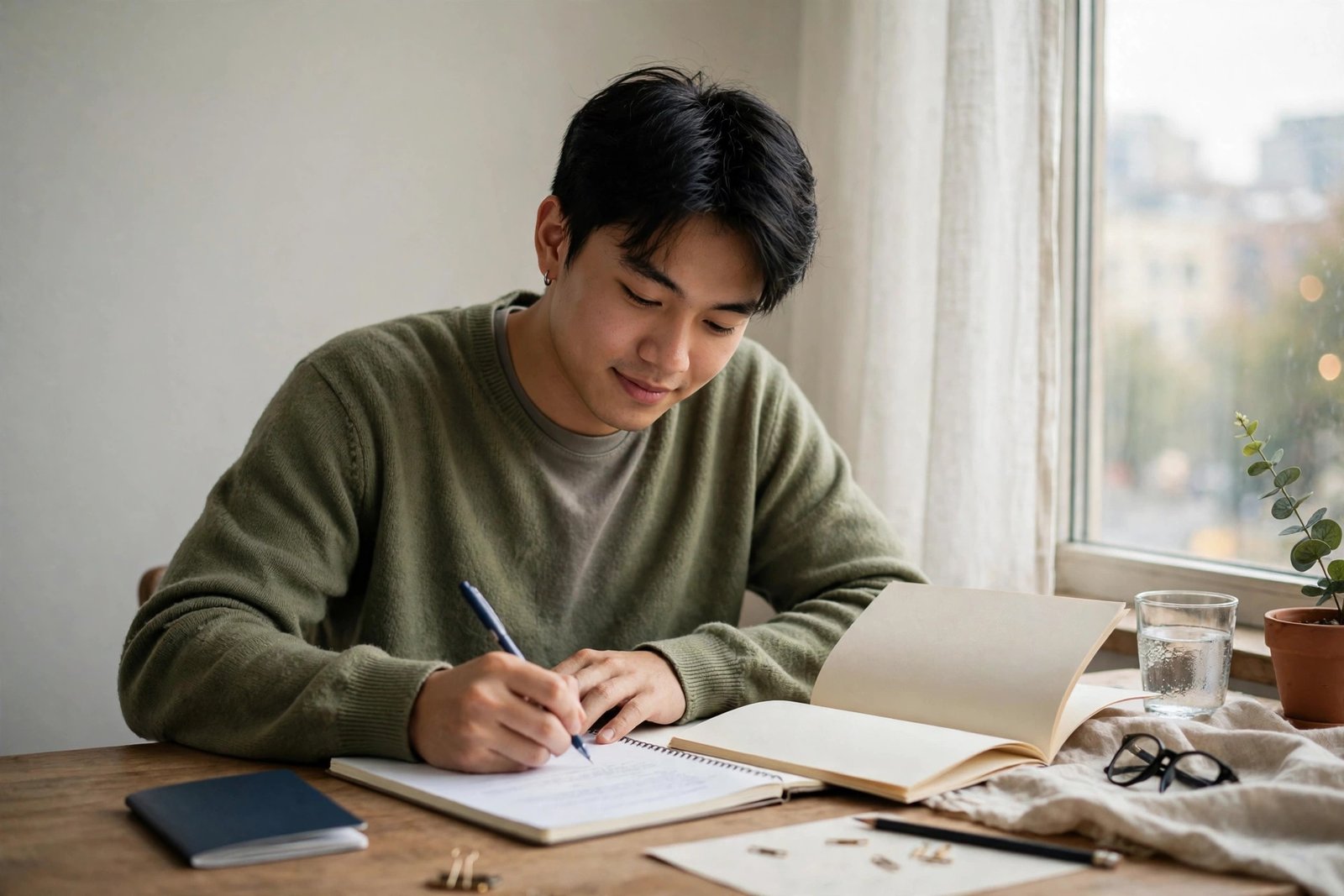 Student preparing a scholarship application and MOI letter for a fully funded scholarship without IELTS