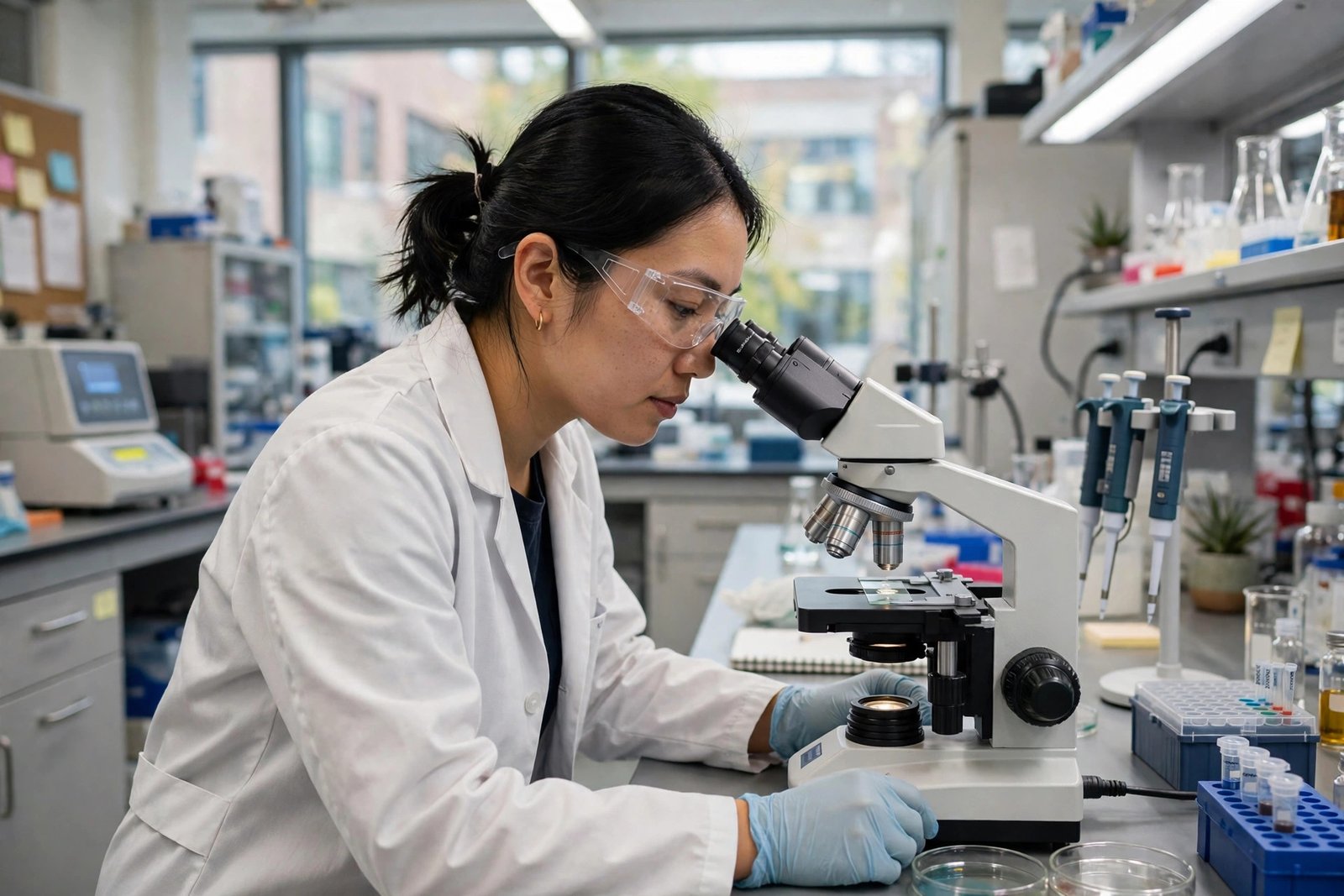 Doctoral researcher in a modern laboratory funded by a highest-paying fully funded scholarship