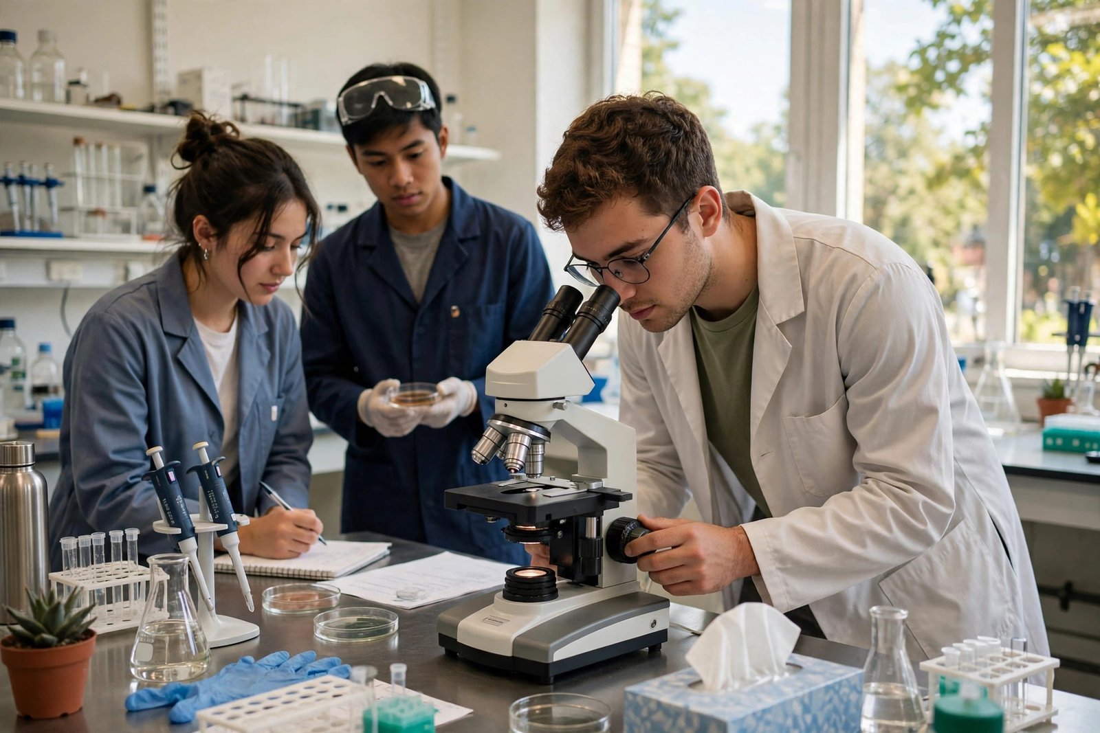 Summer research student working in a university laboratory