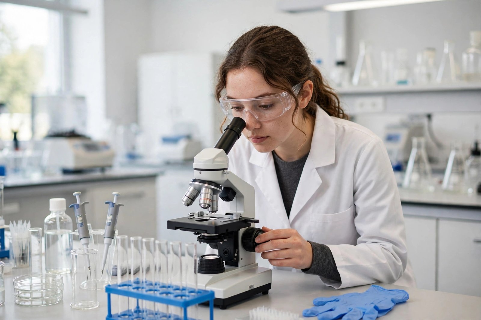 PhD researcher working in a modern laboratory — doctoral scholarship research funding