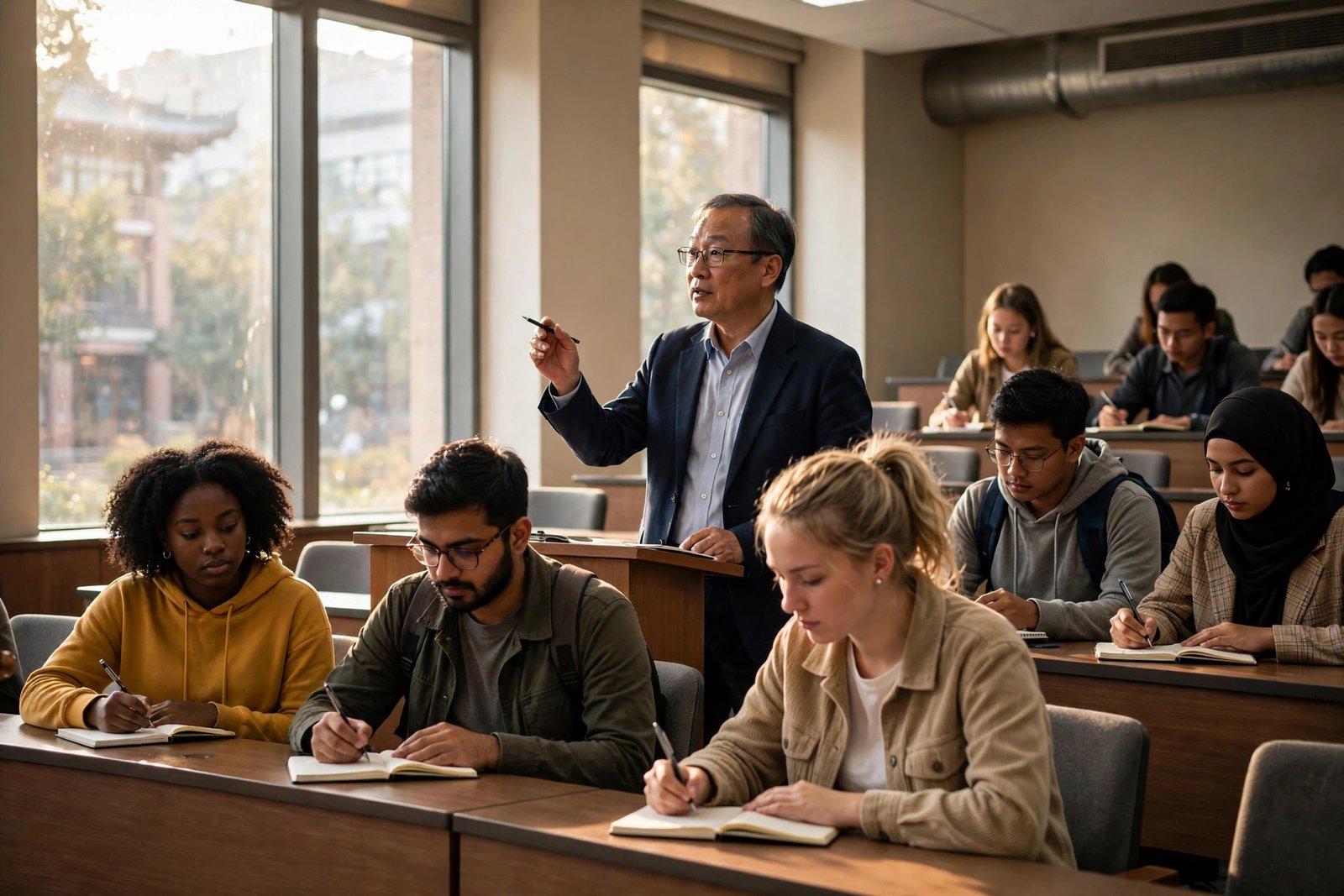 International students in a lecture hall at a Chinese university on scholarships for Bangladeshi students in China