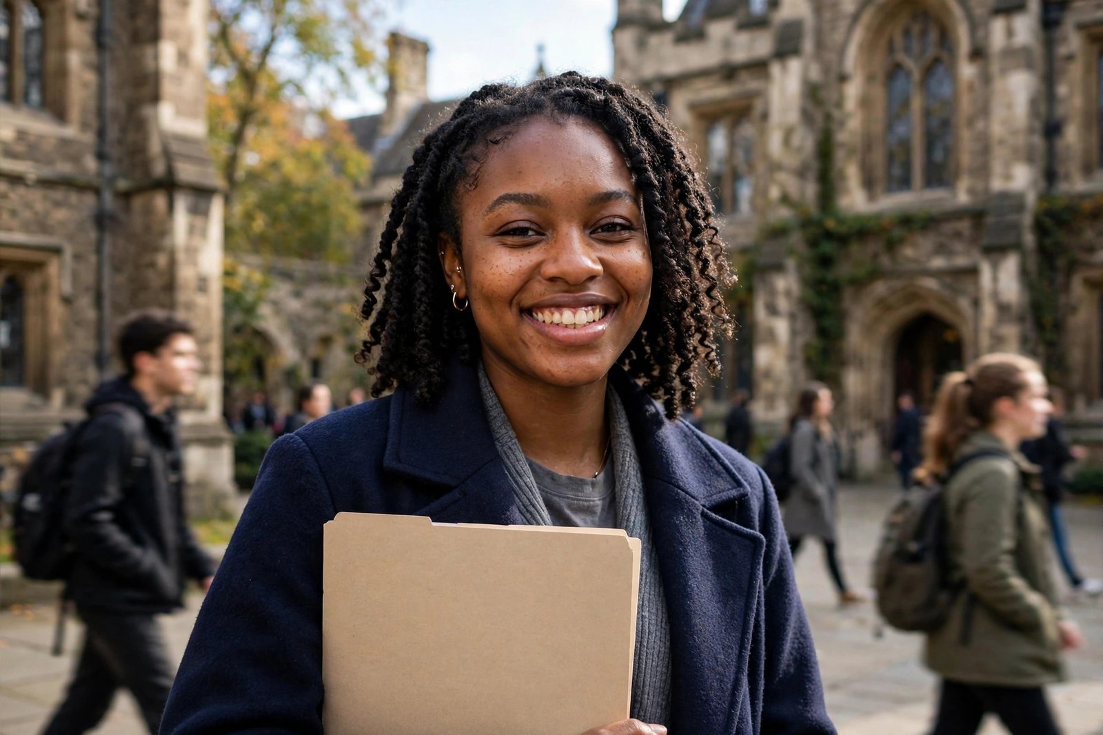 Nigerian postgraduate student on a London university campus in the UK