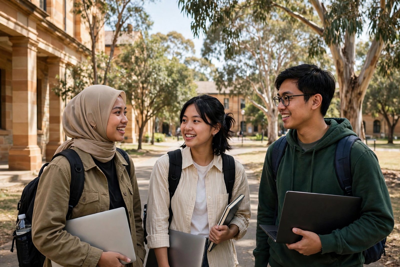 Indonesian postgraduate students on an Australian university campus, scholarships for Indonesian students in Australia