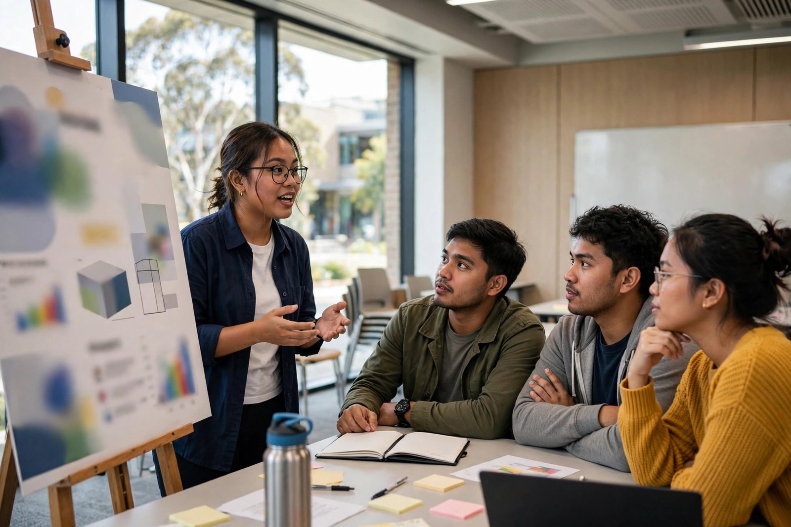 Filipino graduate students presenting a development project at an Australian university, Australia Awards Philippines