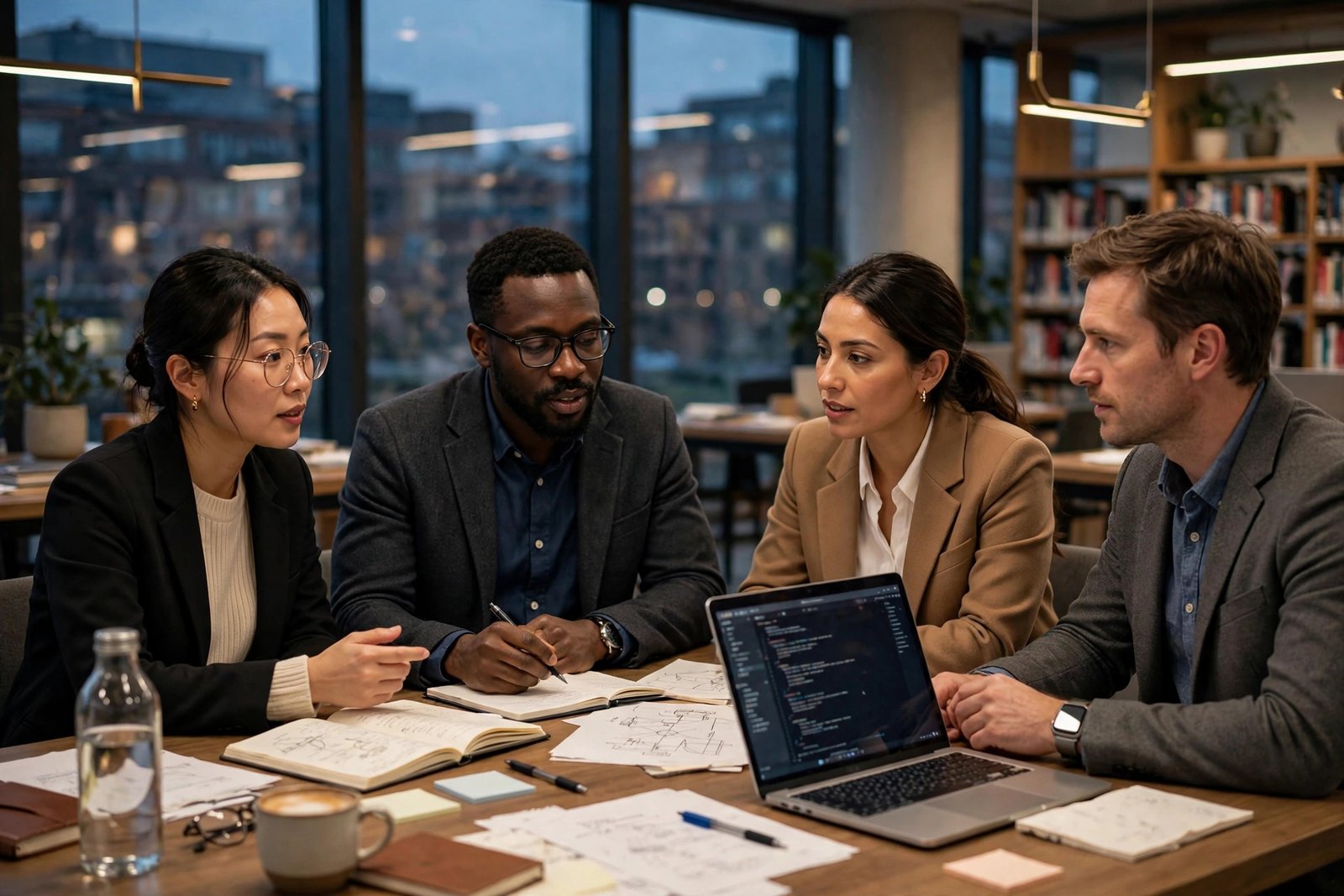 Working professionals studying together for a masters scholarship abroad