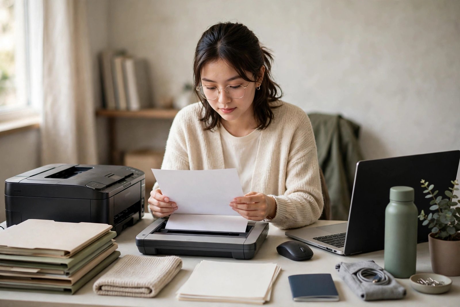 International student scanning and uploading required documents for a scholarship application