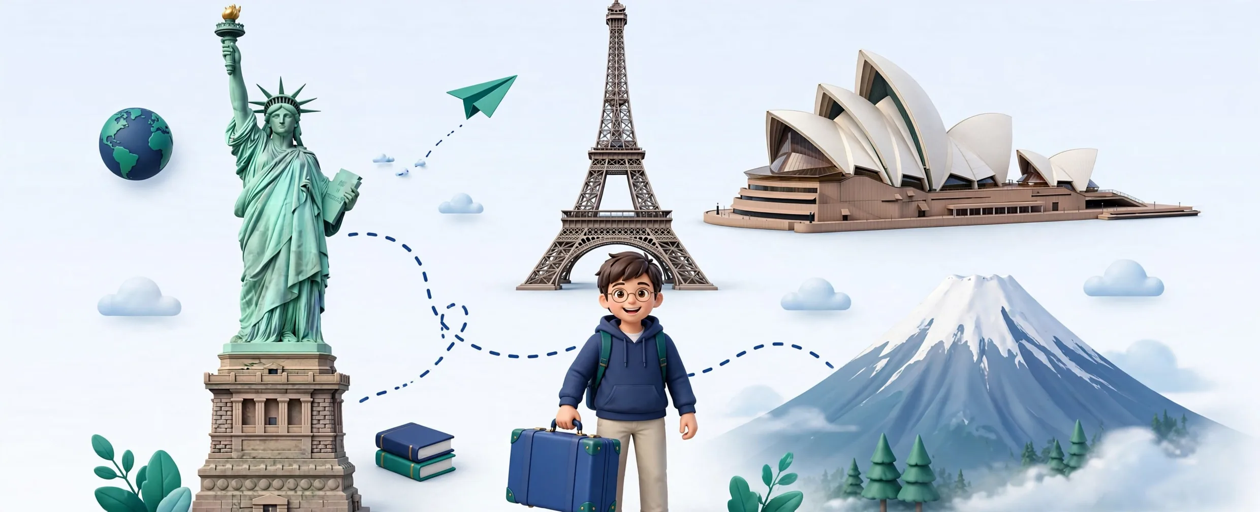 Student looking toward a bright global education future